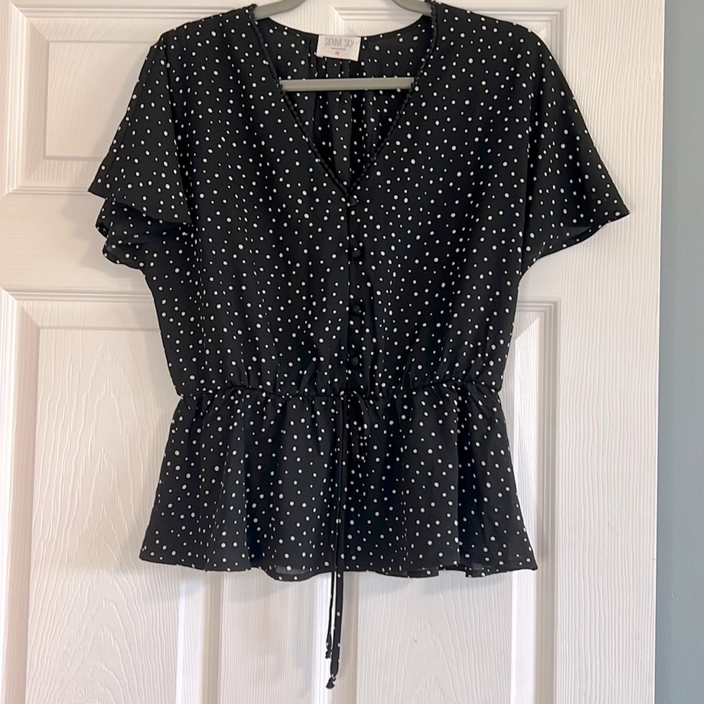 Sienna Sky Polka Dot Peplum Top